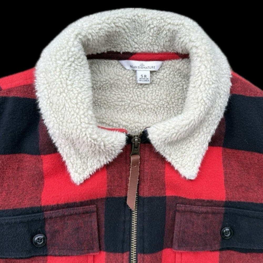 LL Bean Signature Sherpa Lined Buffalo Plaid Jacket - Throwback Red & Black S - Picture 4 of 8